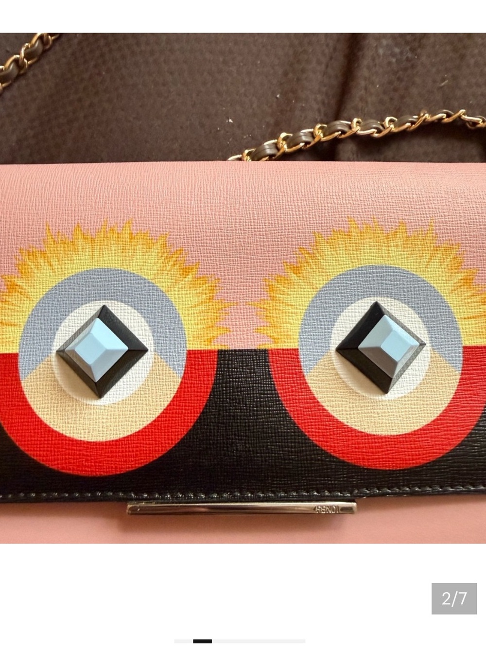 ✨ Authentic Fendi Hypnoteyes Monster Wallet On Chain (WOC) - Pink EUC ✨ - Picture 3 of 9